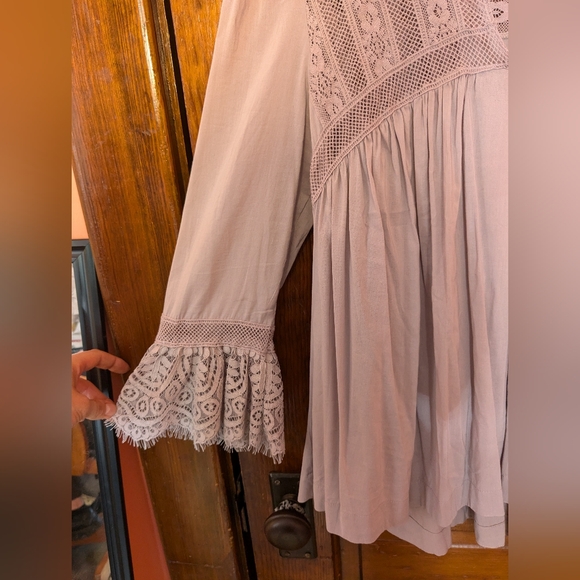 Free People Butterfly Babydoll Blouse Tee Embroidered Boho Anthropologie Small - Picture 10 of 12